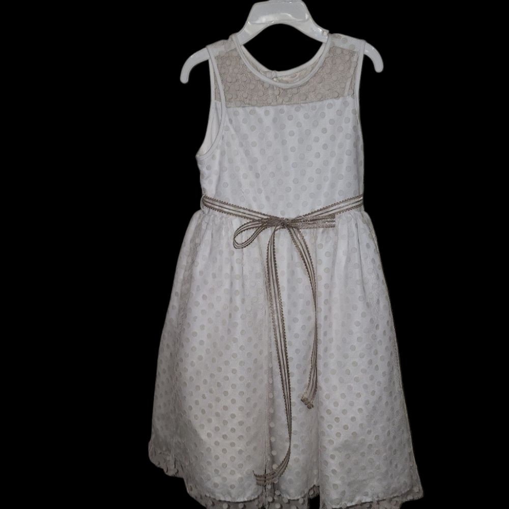 Trevolio Midi White Line Layered Belted Party Dress Girls Sz 6 Tulle Underskirt